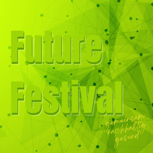 Zu sehen ist das grüne Plakat des Future Festivals